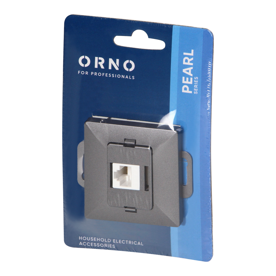 Gniazdo 1xRJ45 Cat5 Pearl, RJ45-5CAT/P1, antracyt