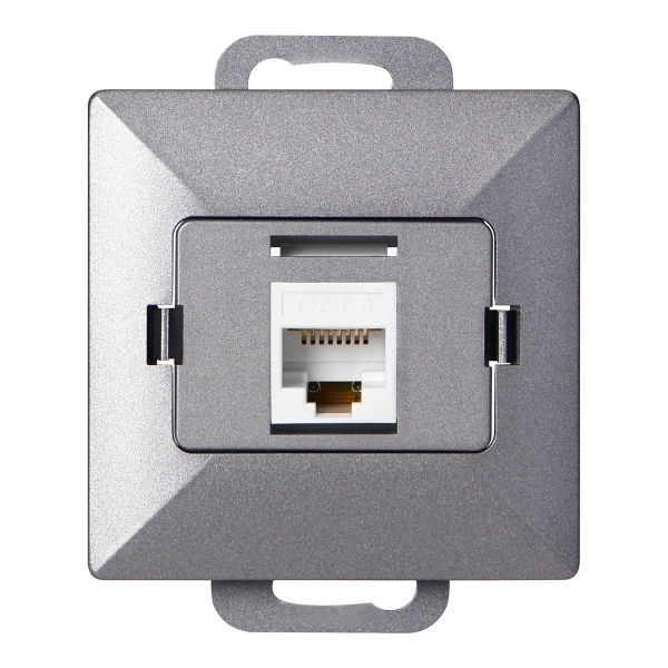 Single socket tel-comp. RJ-45 Cat5 Pearl, RJ45-5CAT/P1, anthracite