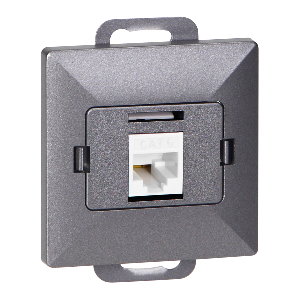 Single socket tel-comp. RJ-45 Cat5 Pearl, RJ45-5CAT/P1, anthracite