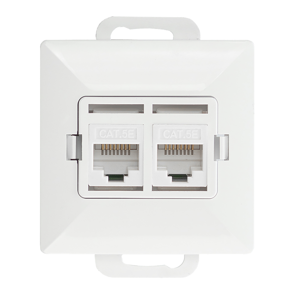 Double socket tel-comp. RJ-45 Cat5 Pearl, RJ45-5CAT/P2, white