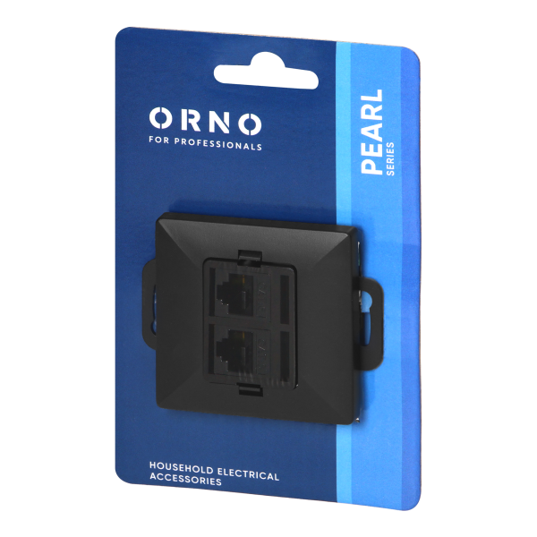 Gniazdo 2xRJ45 Cat5 Pearl, RJ45-5CAT/P2, czarny