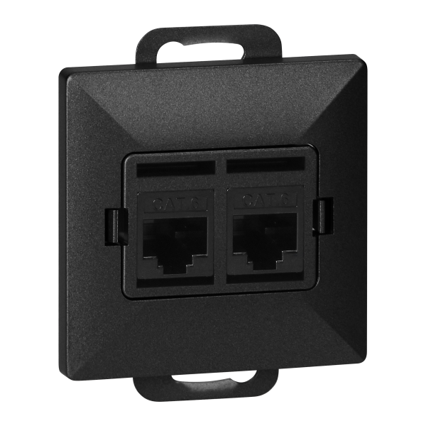 Gniazdo 2xRJ45 Cat5 Pearl, RJ45-5CAT/P2, czarny