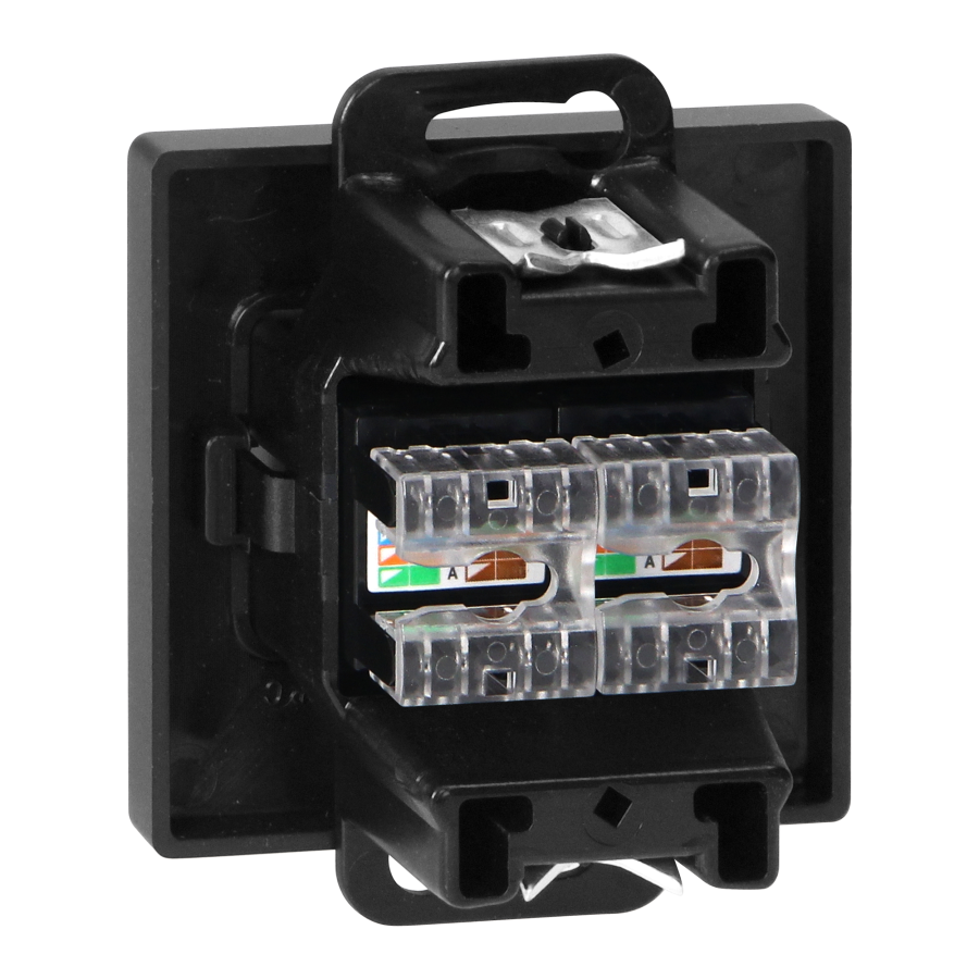 Double socket tel-comp. RJ-45 Cat5 Pearl, RJ45-5CAT/P2, black
