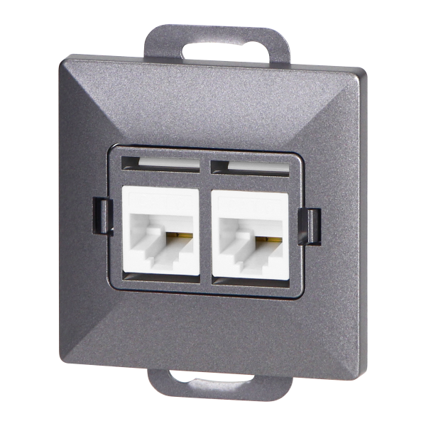 Double socket tel-comp. RJ-45 Cat5 Pearl, RJ45-5CAT/P2, anthracite