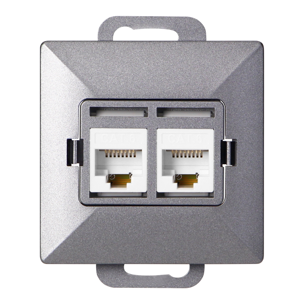 Gniazdo 2xRJ45 Cat5 Pearl, RJ45-5CAT/P2, antracyt