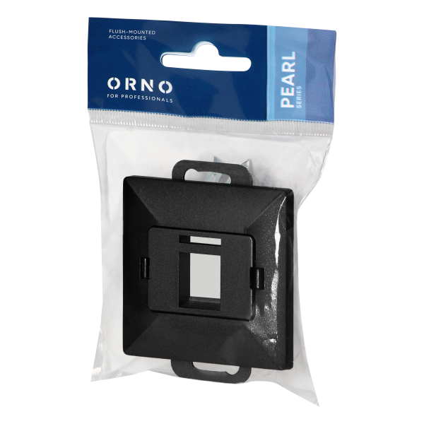 Face plate + Single socket tel-comp. RJ-45 Pearl, PC+ARJ45/P1, black