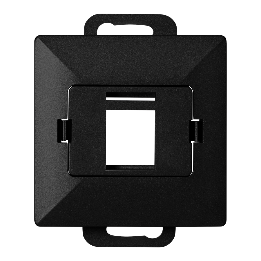 Face plate + Single socket tel-comp. RJ-45 Pearl, PC+ARJ45/P1, black