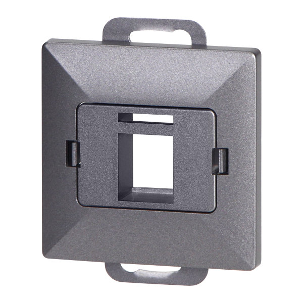 Face plate + Single socket tel-comp. RJ-45 Pearl, PC+ARJ45/P1, anthracite