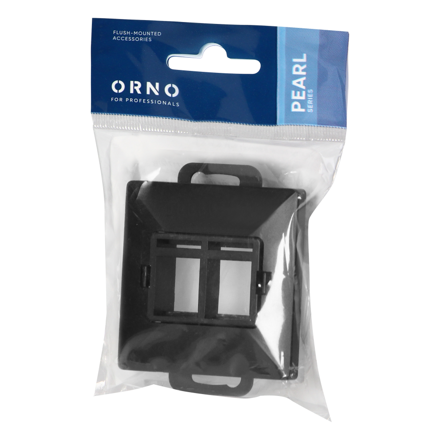 Face plate + Double socket tel-comp. RJ-45 Pearl, PC+ARJ45/P2, black