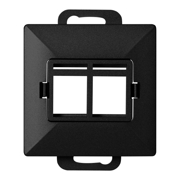 Face plate + Double socket tel-comp. RJ-45 Pearl, PC+ARJ45/P2, black