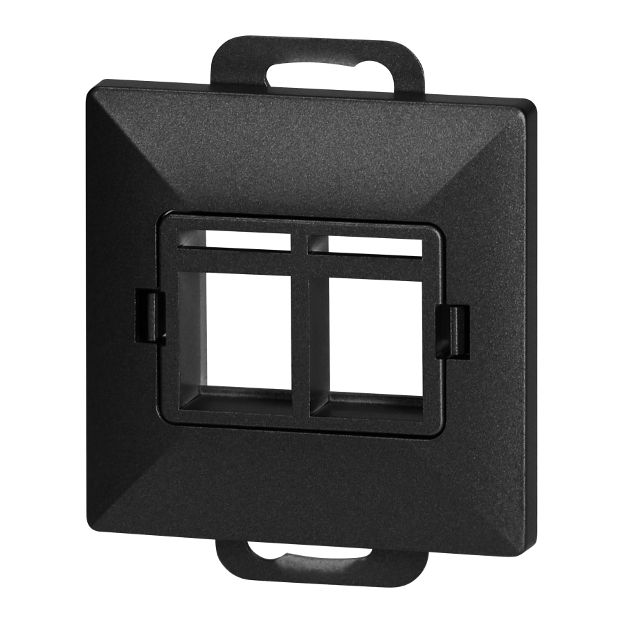 Face plate + Double socket tel-comp. RJ-45 Pearl, PC+ARJ45/P2, black