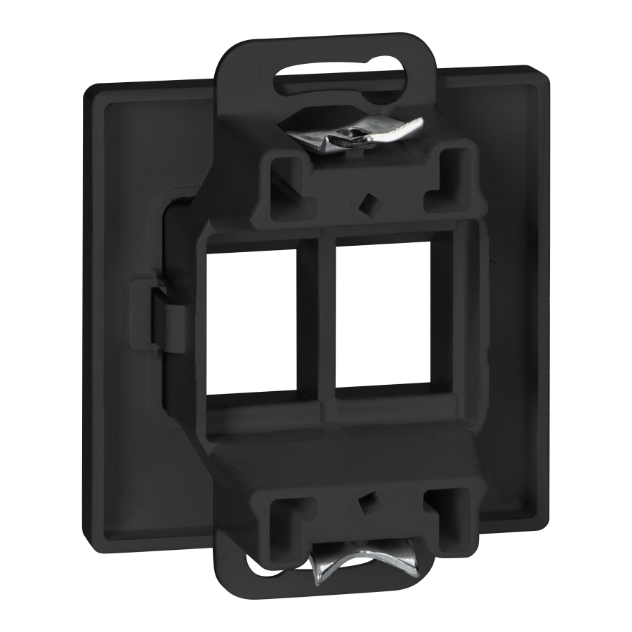 Face plate + Double socket tel-comp. RJ-45 Pearl, PC+ARJ45/P2, black