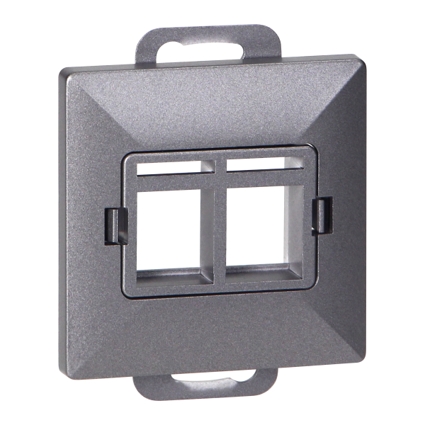 Face plate + Double socket tel-comp. RJ-45 Pearl, PC+ARJ45/P2, anthracite
