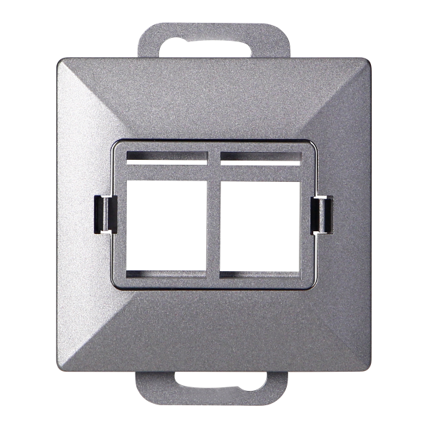 Face plate + Double socket tel-comp. RJ-45 Pearl, PC+ARJ45/P2, anthracite