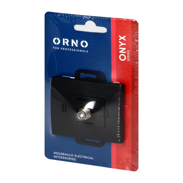 Flush-mounted single socket type F Onyx, TV/F-F/O1, black