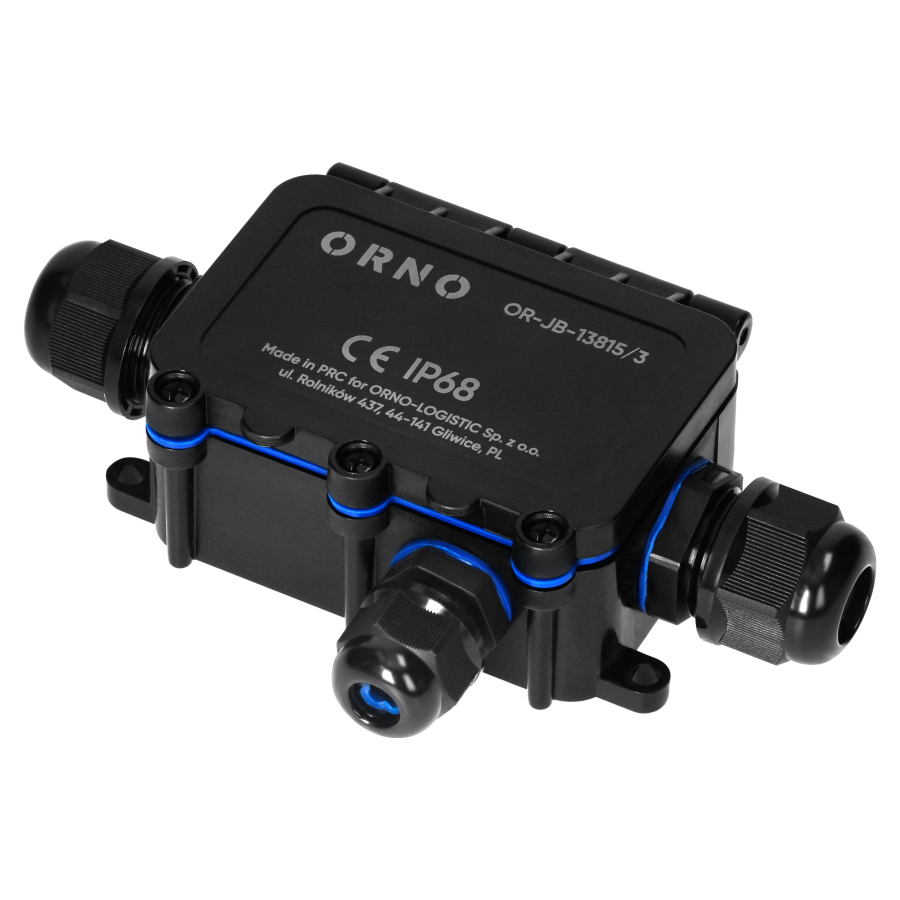 Surface-mounted junction box HD IP68, 0.75-4.0mm2, 2 glands M20, 1 gland M16