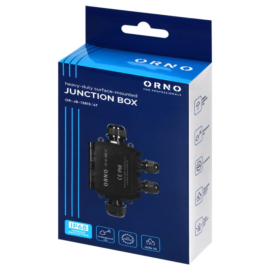 Surface-mounted junction box HD IP68, 0.75-4.0mm2, 2 glands M20, 2 glands M16, T-type