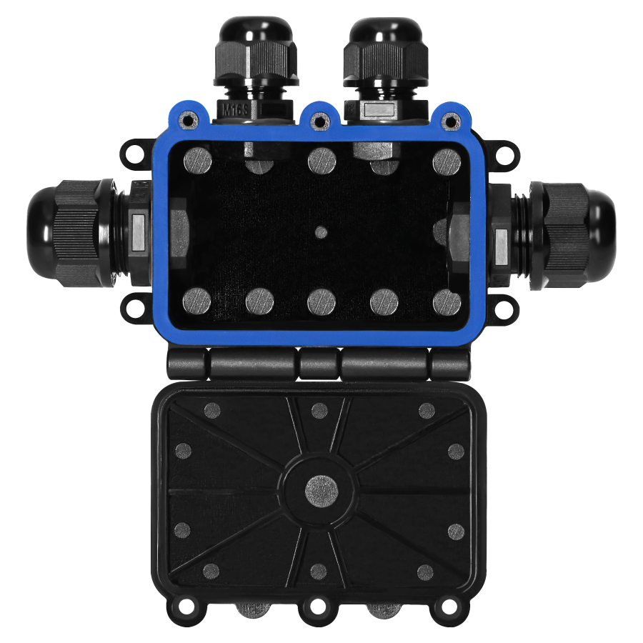 Surface-mounted junction box HD IP68, 0.75-4.0mm2, 2 glands M20, 2 glands M16, T-type