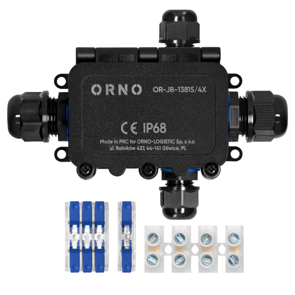 Surface-mounted junction box HD IP68, 0.75-4.0mm2, 2 glands M20, 1 gland M16, X-type
