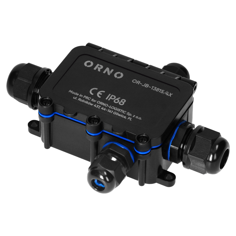 Surface-mounted junction box HD IP68, 0.75-4.0mm2, 2 glands M20, 1 gland M16, X-type