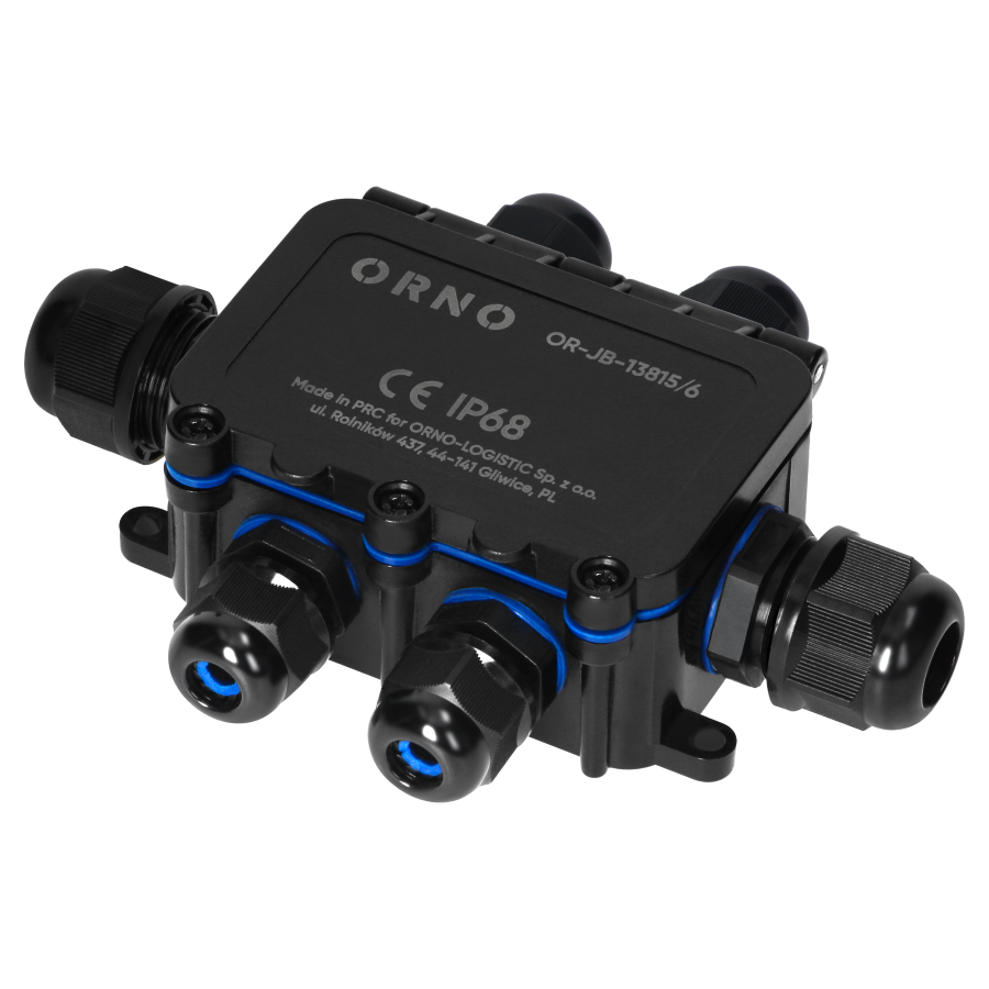 Surface-mounted junction box HD IP68, 0.75-4.0mm2, 2 glands M20, 1 gland M16