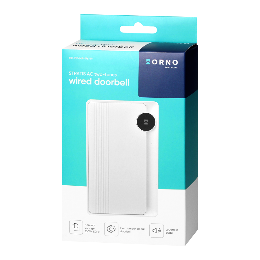 STRATIS AC electromechanical, two-tone doorbell, 230V, white