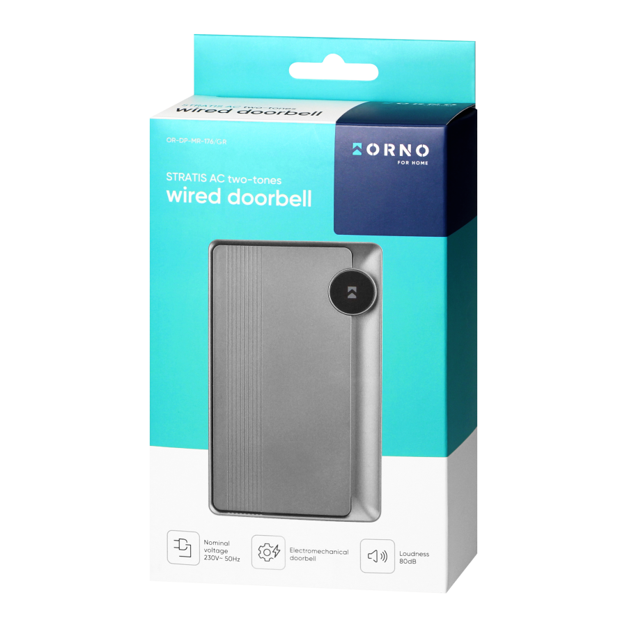 STRATIS AC, dzwonek przewodowy elektromechaniczny dwutonowy, 230V, grafitowy