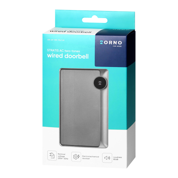 STRATIS AC, dzwonek przewodowy elektromechaniczny dwutonowy, 230V, grafitowy