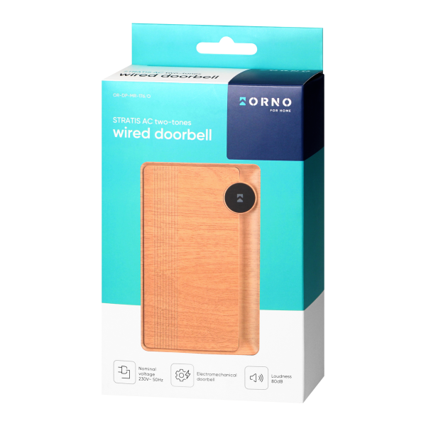 STRATIS AC electromechanical, two-tone doorbell, 230V, oak