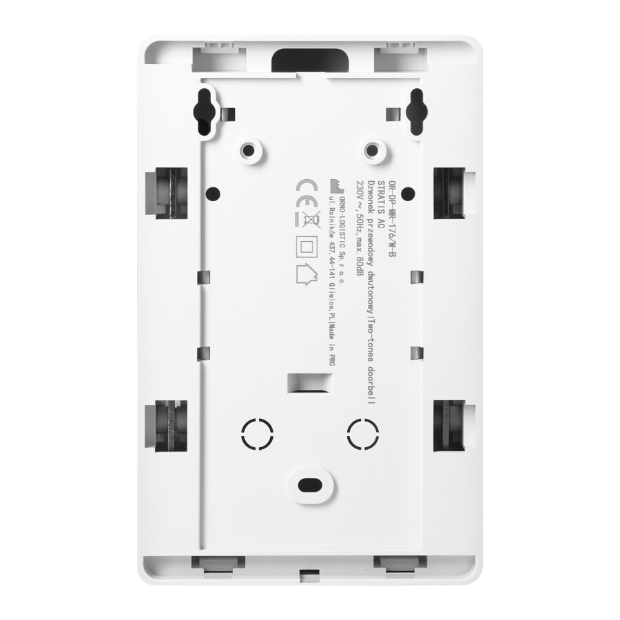 STRATIS AC, dzwonek przewodowy elektromechaniczny dwutonowy, 230V, biało-czarny