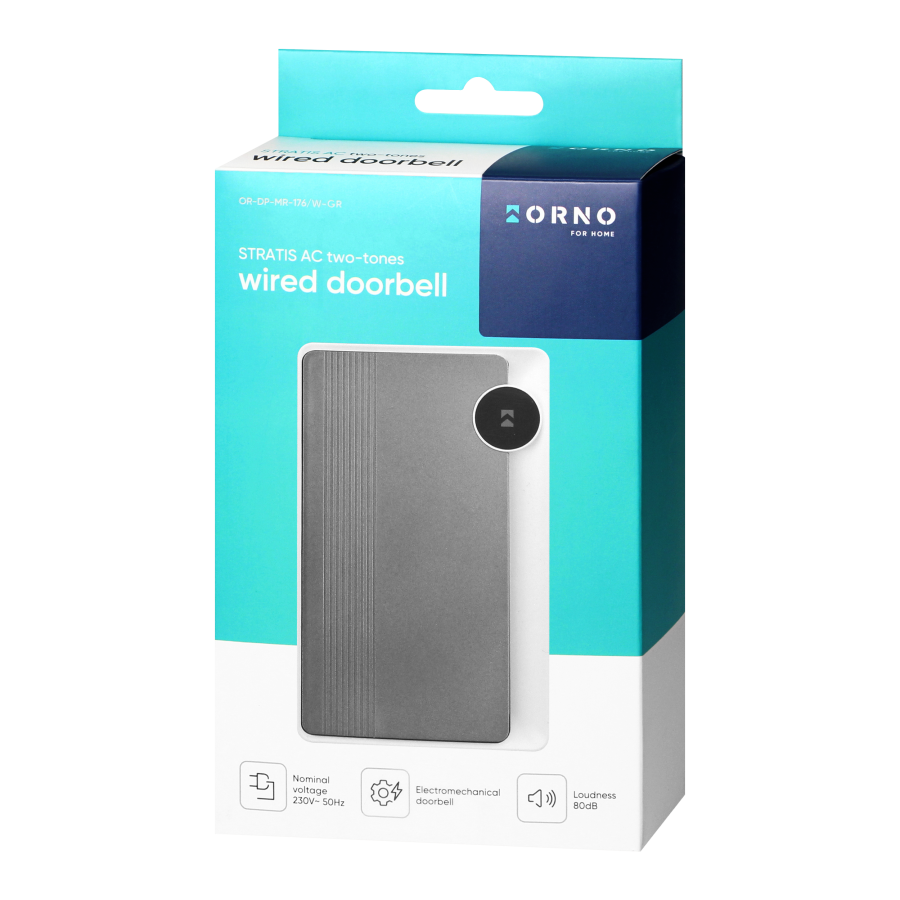 STRATIS AC, dzwonek przewodowy elektromechaniczny dwutonowy, 230V, biało-grafitowy