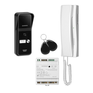ENIR, single family audio doorphone set, 2-wire, DIN rail power supply, RFID, white