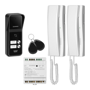 ENIR MULTI, two family audio doorphone set, 2-wire, DIN rail power supply RFID, white