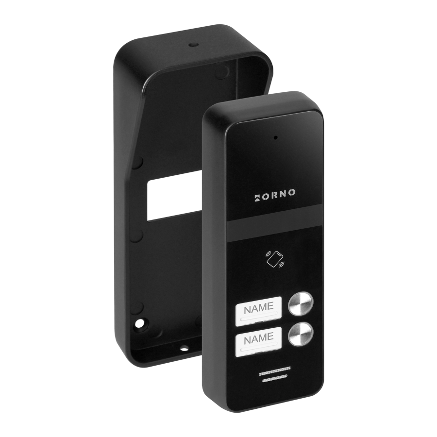 ENIR, zestaw domofonowy dwurodzinny, 2-żyłowy, zasilacz na szynę DIN, z czytnikiem breloków, biały 