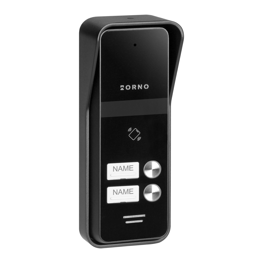 ENIR, zestaw domofonowy dwurodzinny, 2-żyłowy, zasilacz na szynę DIN, z czytnikiem breloków, biały 