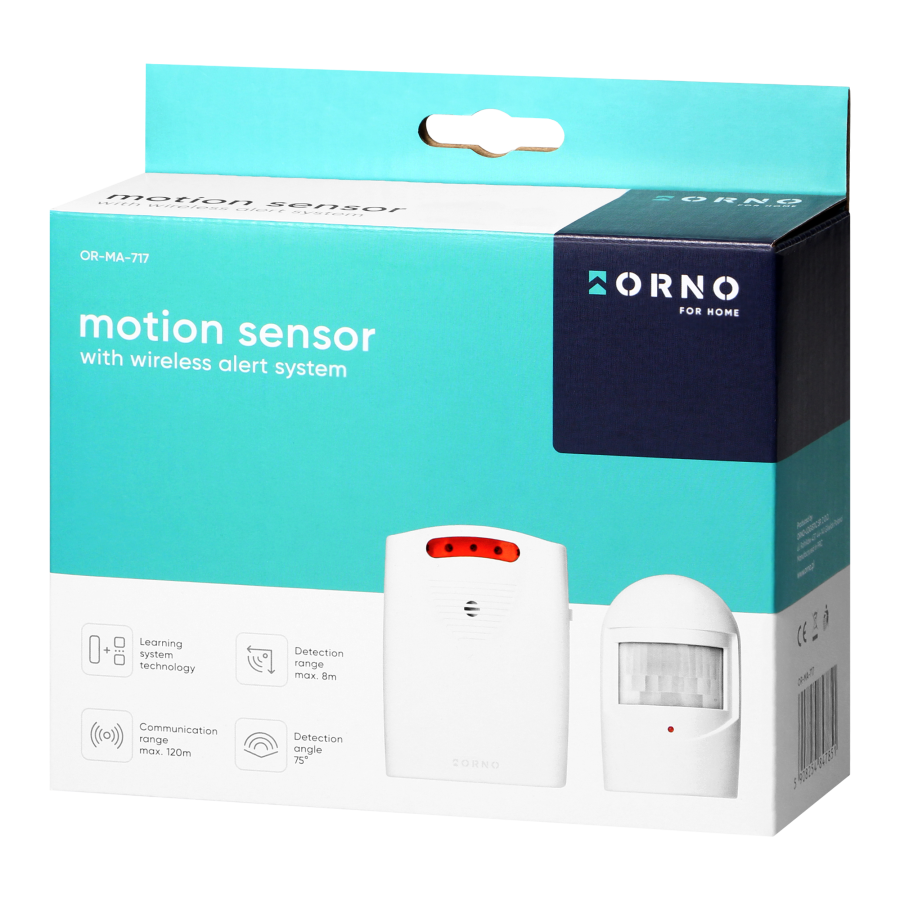 Motion sensor with wireless alert system, IP44, 120m
