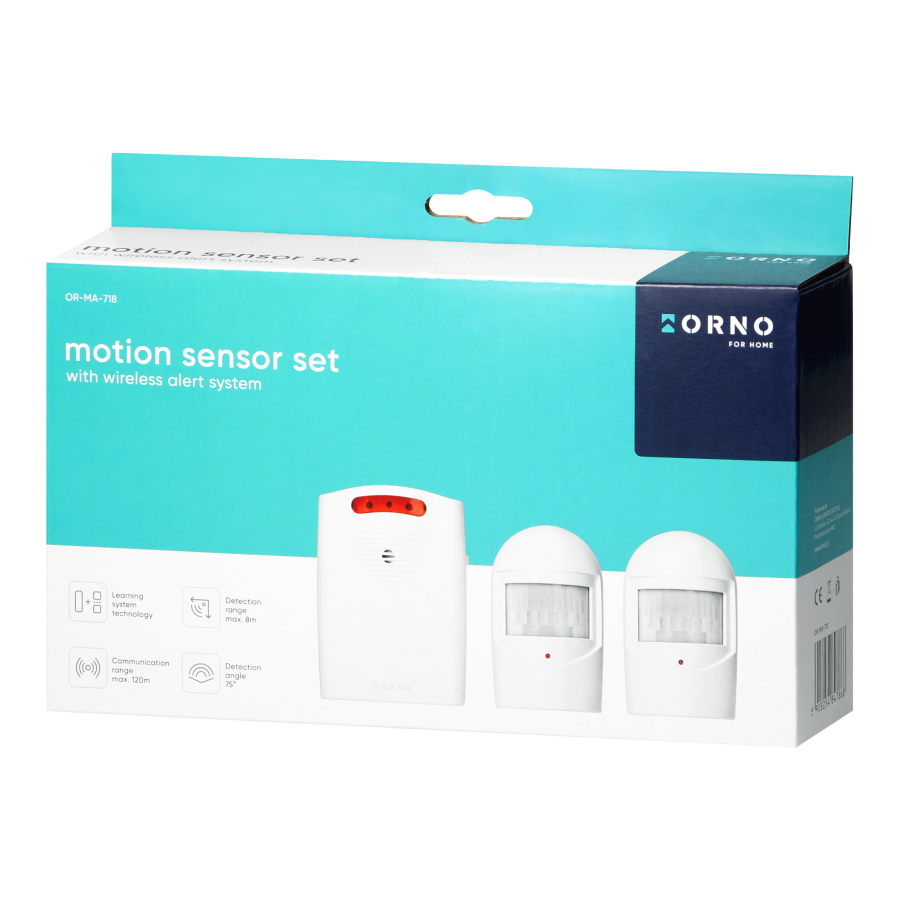 Set of motion sensors with wireless alert system, IP44, 120m