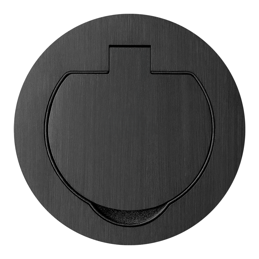 Hermetic, flush-fitting socket, round, IP55, 1x2P+E(French), black