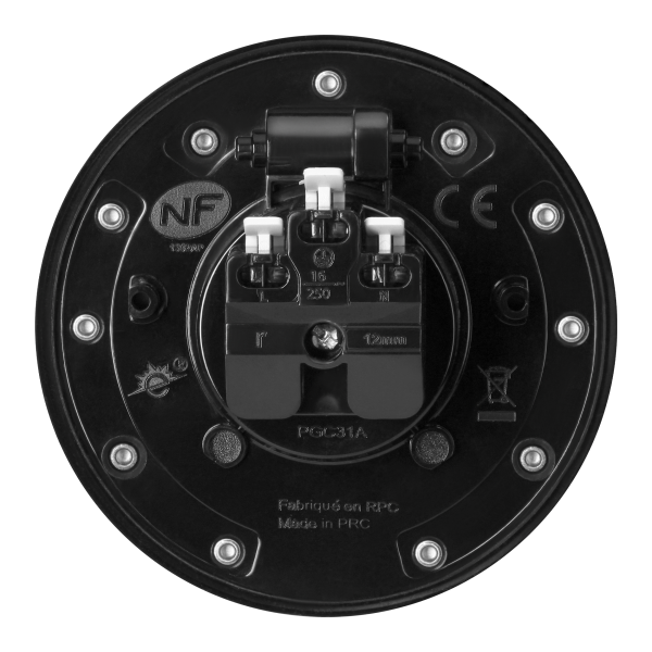 Hermetyczne gniazdo elektryczne okrągłe, IP55, 1x2P+Z(French), czarne