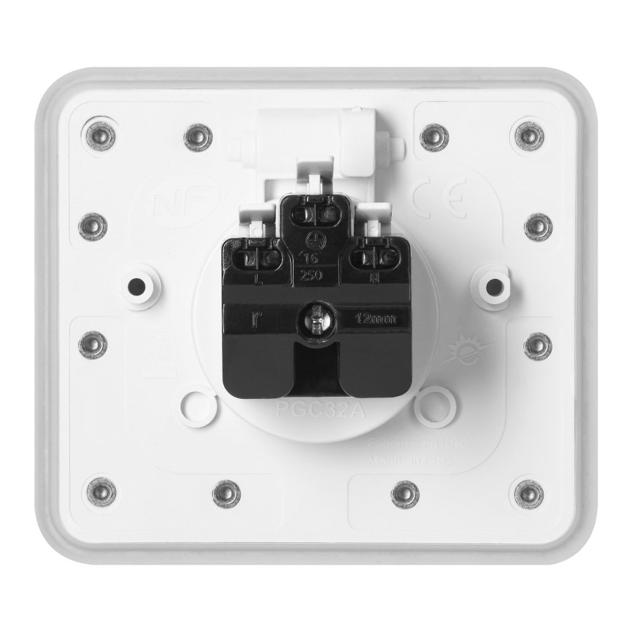 Hermetyczne gniazdo elektryczne prostokątne, IP55, 1x2P+Z(French), białe