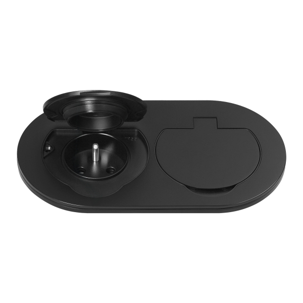 Hermetic, flush-fitting double socket, oval, IP55, 2x2P+E(French), black