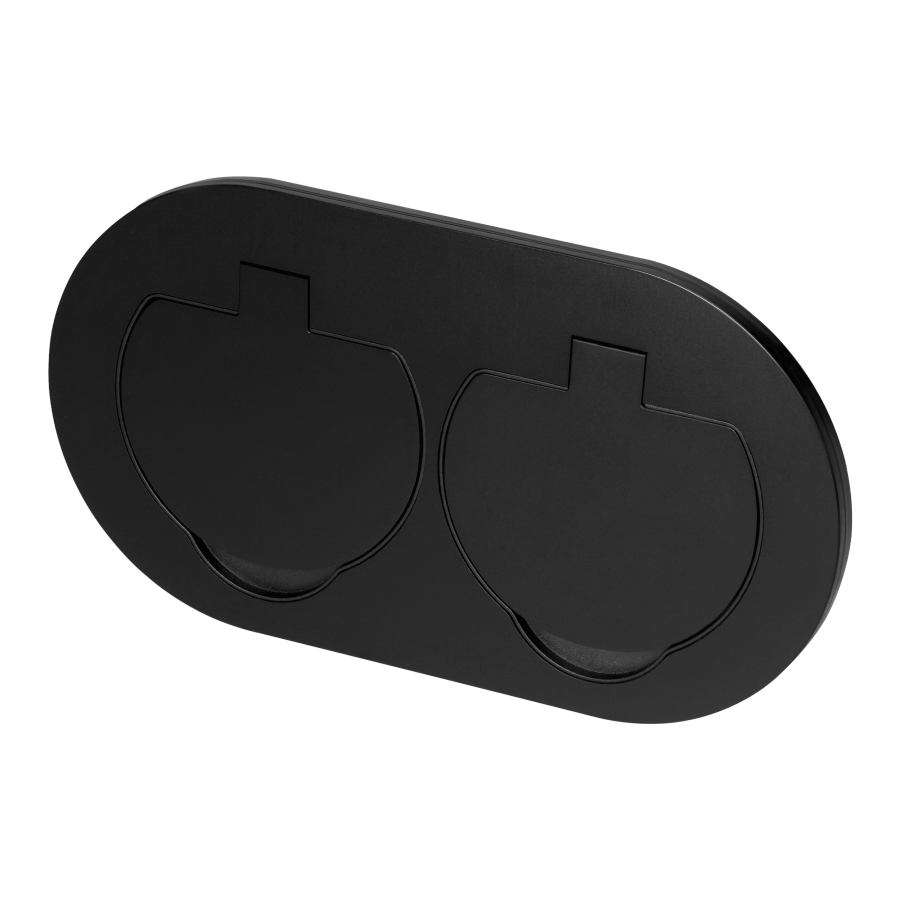 Hermetic, flush-fitting double socket, oval, IP55, 2x2P+E(French), black