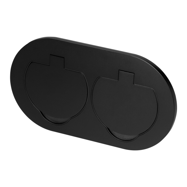 Hermetic, flush-fitting double socket, oval, IP55, 2x2P+E(French), black