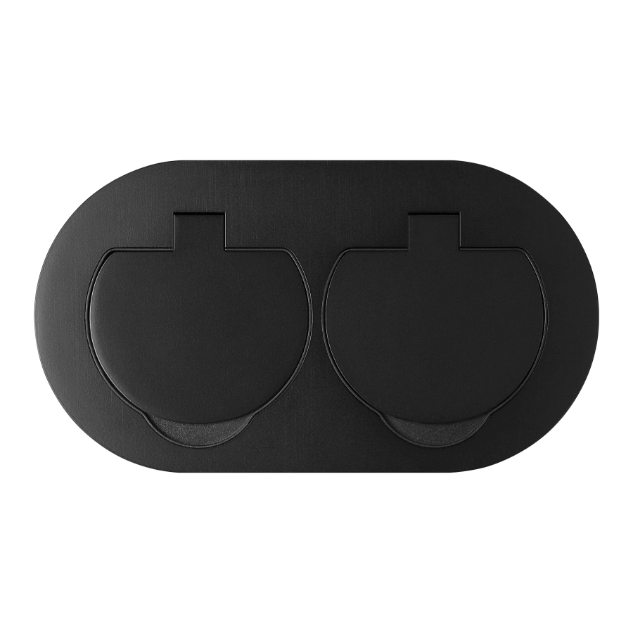 Hermetic, flush-fitting double socket, oval, IP55, 2x2P+E(French), black