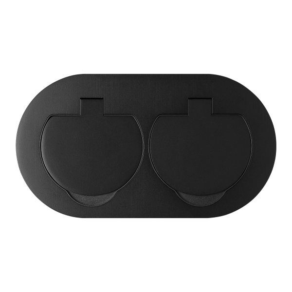 Hermetic, flush-fitting double socket, oval, IP55, 2x2P+E(French), black