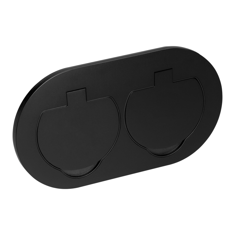 Hermetic, flush-fitting double socket, oval, IP55, 2x2P+E(French), black