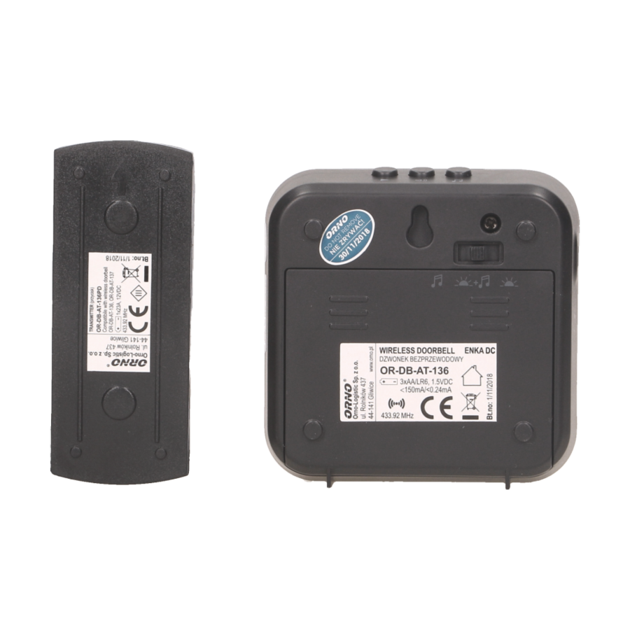 ENKA DC wireless, battery powered doorbell with learning system