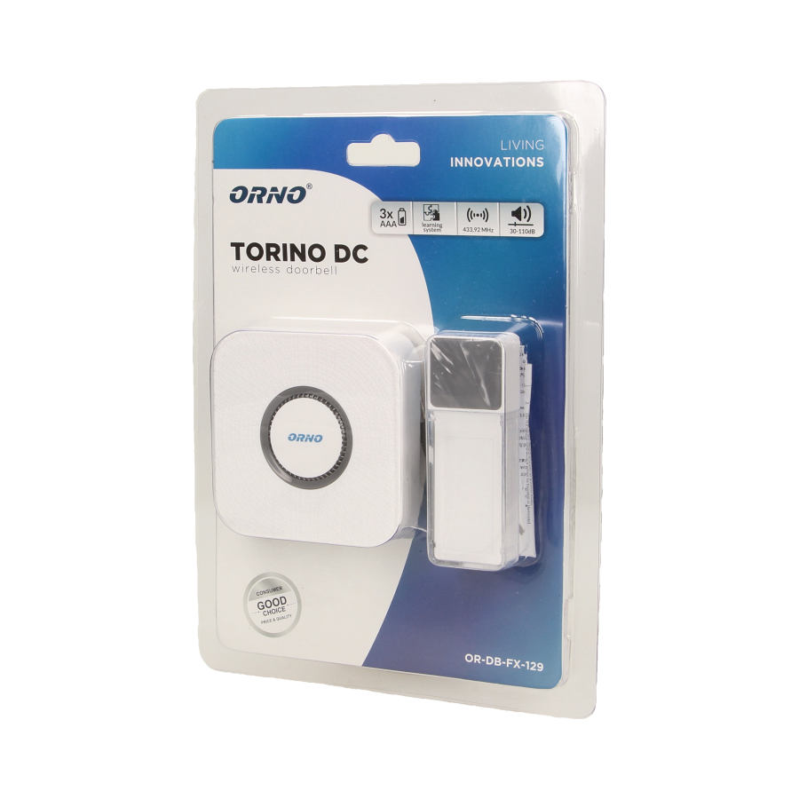 TORINO DC wireless, battery powered doorbell with learning system