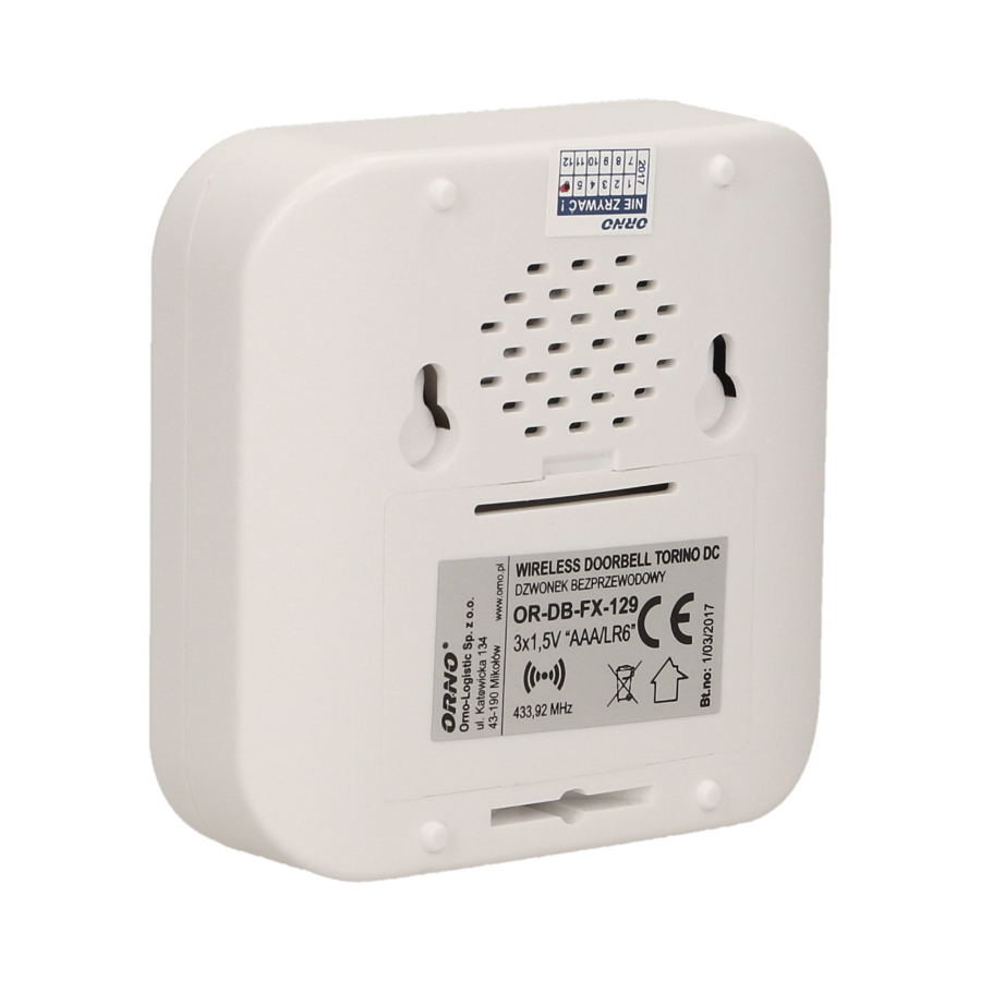 TORINO DC wireless, battery powered doorbell with learning system