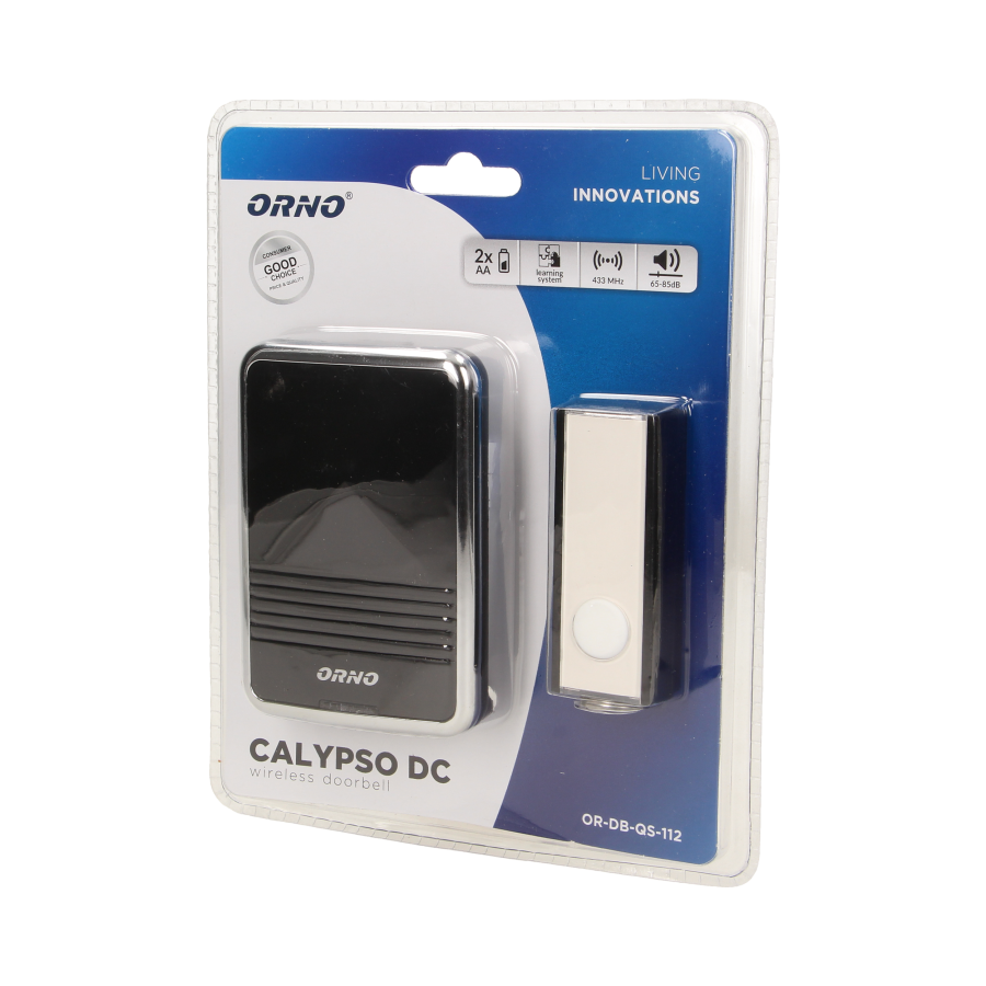 Dzwonek bezprzewodowy CALYPSO DC, bateryjny, learning system, 32 dźwięki, 120m